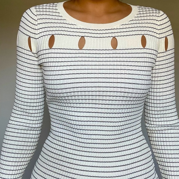 Guess Black & White Striped Midi Dress Sm - Picture 3 of 3